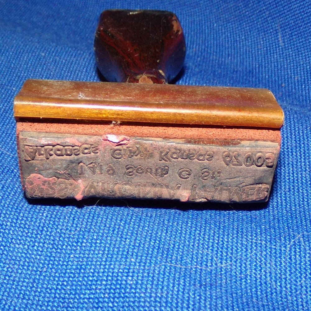 Vintage Collectible Solid Wood Rubber Address Hand Stamp